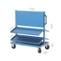 GLS Garaj 4545 Çift Yönlü Malzeme Raflı Askı Panolu Tekerlekli Stand