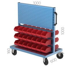 GLS Garaj 4540 Askı Panolu Tekerlekli Çift Yönlü Avadanlık Standı