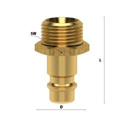 Lüdecke ES12NA Stoper Kaplin Hava Hortum Erkek Uç 1/2''