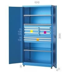 GLS Garaj 6120 Endüstriyel Dolap 8 Çekmeceli Ayarlanabilir 3 Raflı Kapılı