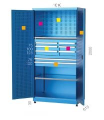 GLS Garaj 6187 Endüstriyel Dolap Askı Panolu Çekmeceli Raflı ve Kapaklı