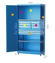 GLS Garaj 6187 Endüstriyel Dolap Askı Panolu Çekmeceli Raflı ve Kapaklı