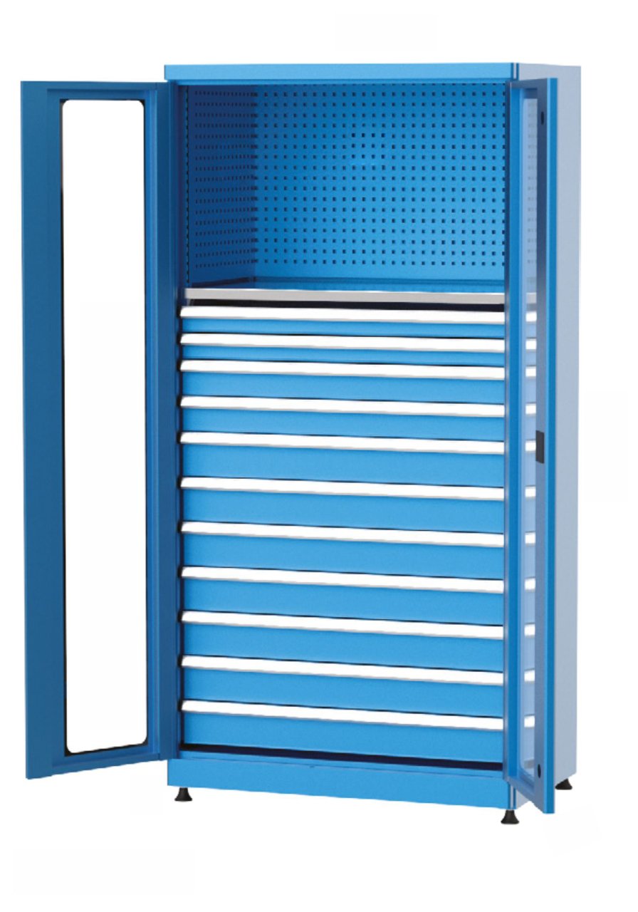 GLS Garaj 6935 Endüstriyel Dolap Askı Panolu Çekmeceli Pleksi Kapılı