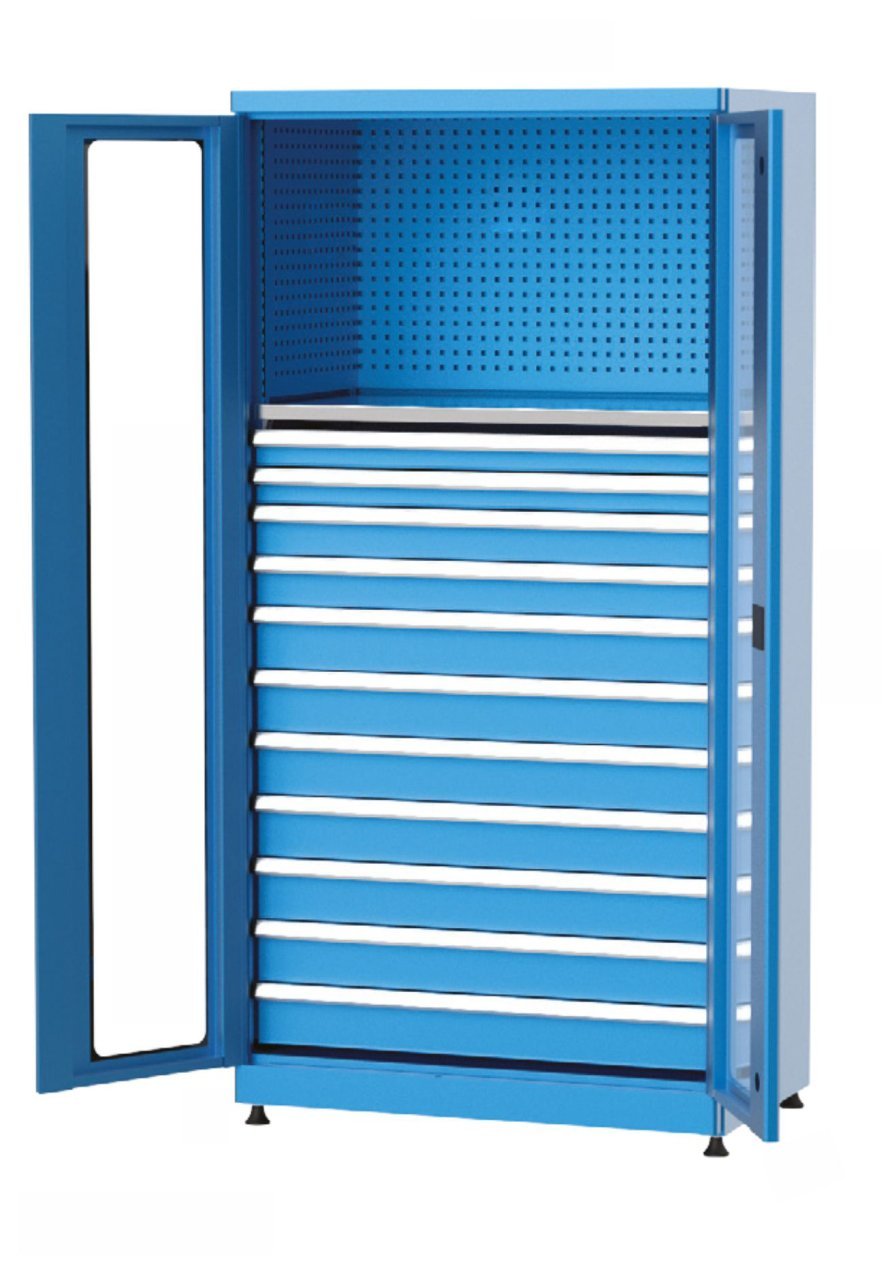 GLS Garaj 6935 Endüstriyel Dolap Askı Panolu Çekmeceli Pleksi Kapılı