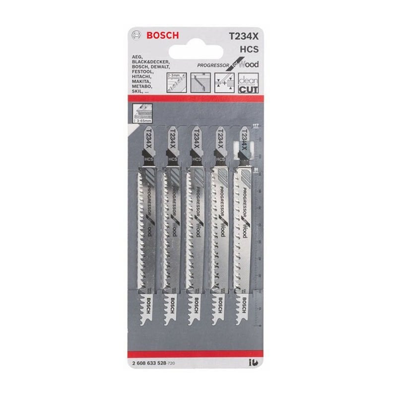 Bosch T 234 X Progressor Dekupaj Testere Bıçağı Ahşap İçin 5'li