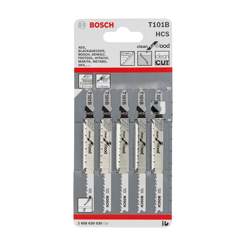 Bosch T 101 B Clean Dekupaj Testere Bıçağı Ahşap İçin 5'li