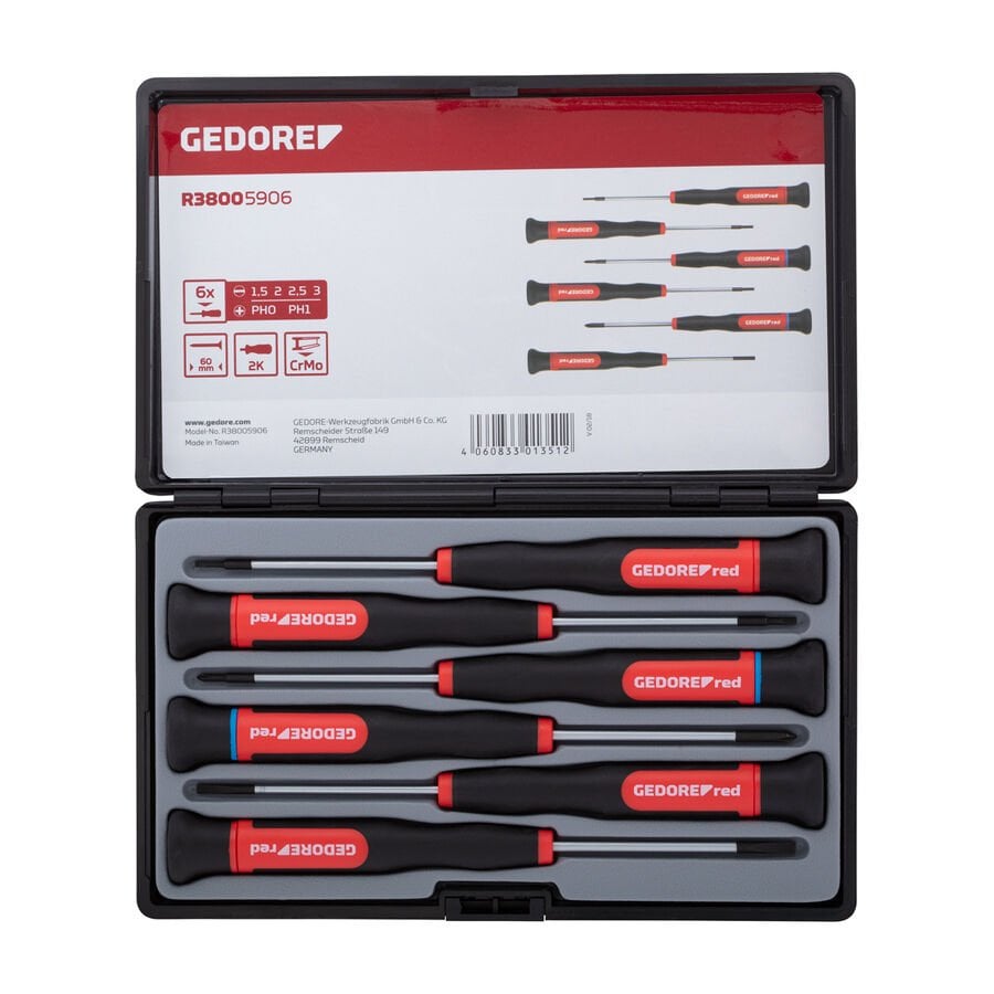 Gedore Red R38005906 2C-Elektronikçi Tornavida Seti 6 Parça