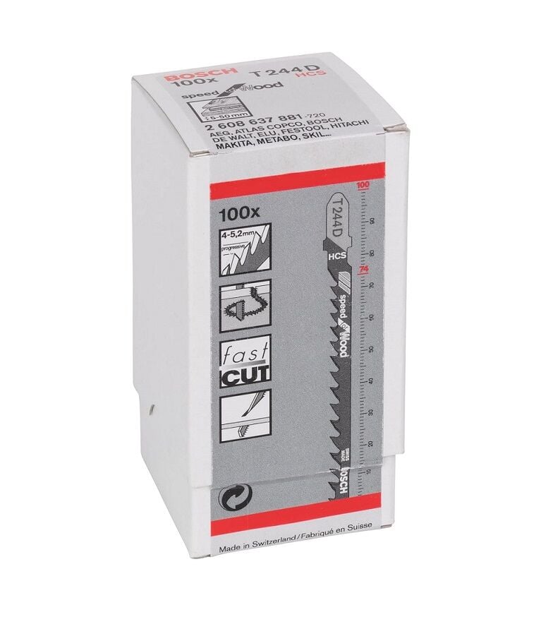 Bosch T 244 D Hızlı Kesim Ahşap Dekupaj Testere Bıçağı 100'lü