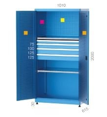 GLS Garaj 6190 Endüstriyel Dolap İçi Askı Saclı 4 Çekmeceli