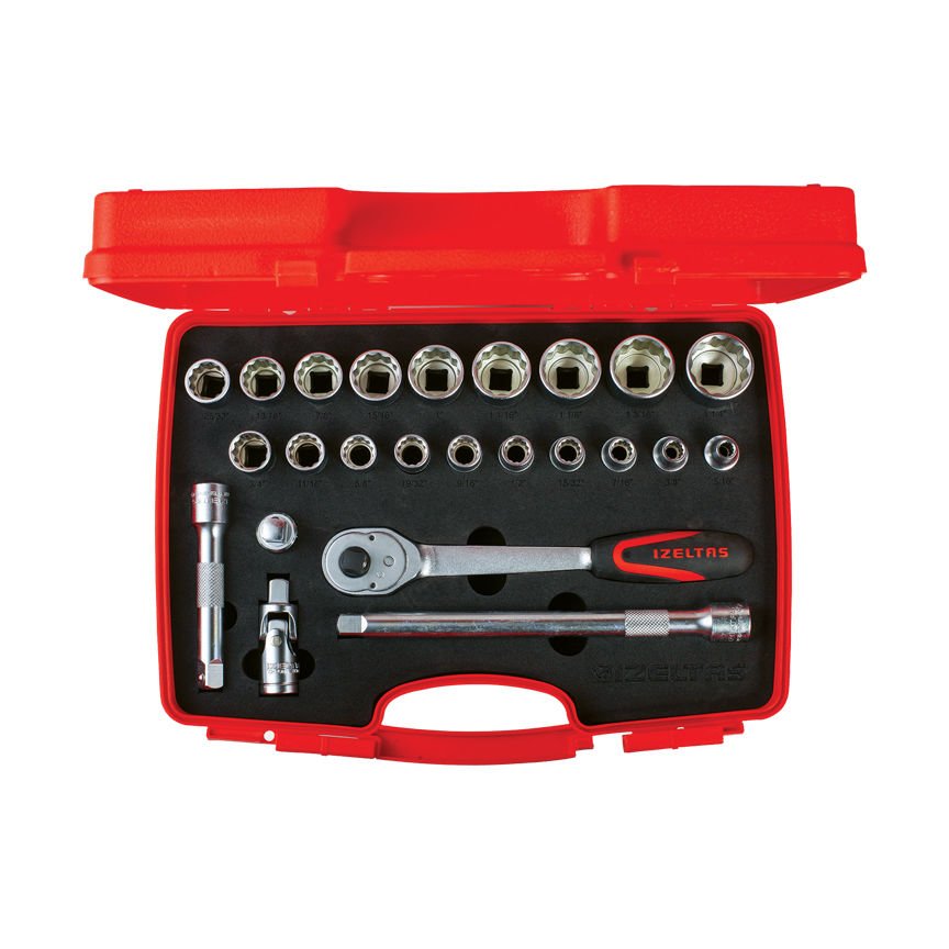 İzeltaş 1413 00 6024 On İki Köşe Lokma Anahtar Takımı 1/2'' 24 Parça SAE