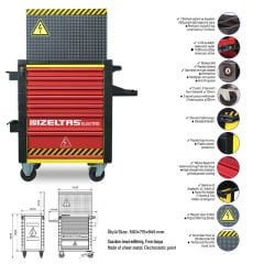 İzeltaş 13000 005547 Elektro Serisi Takım Dolabı 7 Çekmeceli