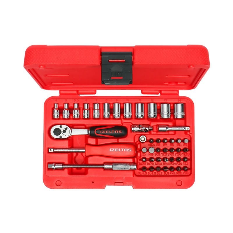 İzeltaş 14000 00 5133 1/4'' Altı Köşe Lokma Anahtar ve Bits Set 45 Parça
