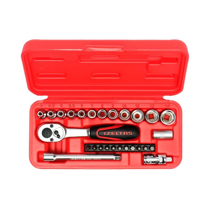 İzeltaş 14000 00 5132 Altı Köşe Lokma Anahtar Takımı 1/4'' ve Bits Set 27 Parça