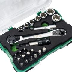 Elta 14000 005079 Cırcırlı Lokma Anahtar ve Bits Set 1/4'' 23 Parça