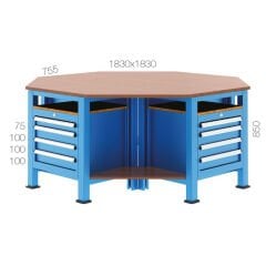 GLS Garaj 3815 4 Dolap 16 Çekmeceli Sekizgen Çalışma Tezgahı